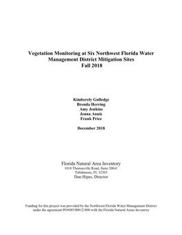 Vegetation Monitoring at Six Northwest Florida Water Management District Mitigation Sites Fall 2018