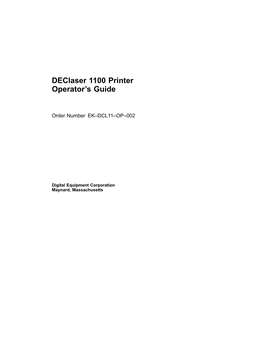 Declaser 1100 Printer Operator's Guide