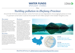 Tackling Pollution in Zhejiang Province Around Half of China’S Water Pollution Comes from Land Use and Degradation