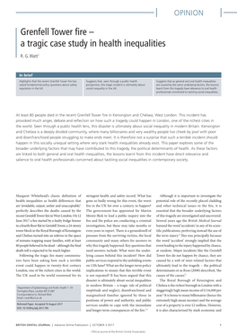 Grenfell Tower Fire – a Tragic Case Study in Health Inequalities