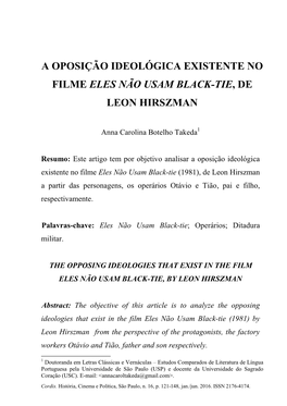 A Oposição Ideológica Existente No Filme Eles Não Usam Black-Tie, De Leon Hirszman