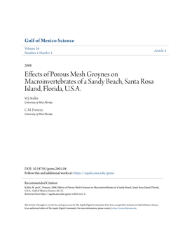 Effects of Porous Mesh Groynes on Macroinvertebrates of a Sandy Beach, Santa Rosa Island, Florida, U.S.A