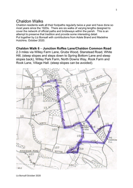 Chaldon Walks Chaldon Residents Walk All Their Footpaths Regularly Twice a Year and Have Done So Most Years Since the 1920S