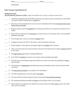 Unit 7 Lesson 4 and 5 Review O