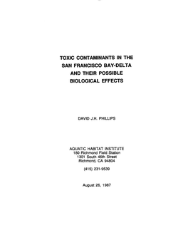 Toxic Contaminants in the San Francisco Bay-Delta and Their Possible Biological Effects