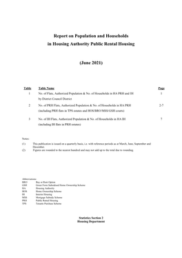 Report on Population and Households in Housing Authority Public Rental Housing