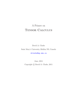 Tensor Calculus