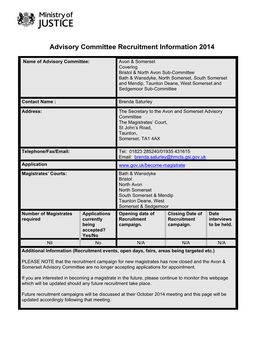 Advisory Committee Recruitment Information 2014