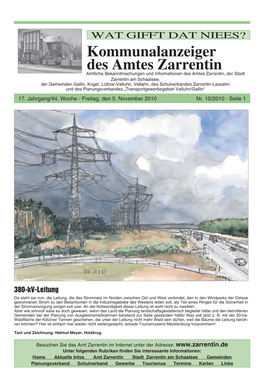 Kommunalanzeiger Des Amtes Zarrentin