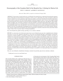 Oceanography of the Canadian Shelf of the Beaufort Sea: a Setting for Marine Life EDDY C