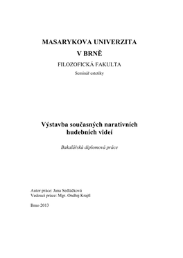 MASARYKOVA UNIVERZITA V BRNĚ FILOZOFICKÁ FAKULTA Seminář Estetiky