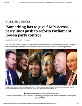 Mps Across Party Lines Push to Reform Parliament, Loosen Party Control - the Hill Times