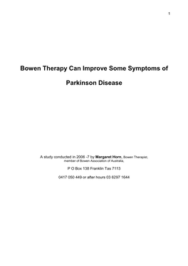 Bowen and Parkinson's Disease