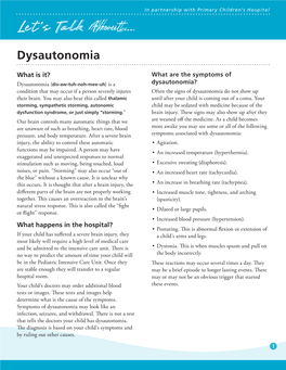 Dysautonomia (Let's Talk About...Pediatric Brochure)