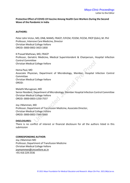 Protective Effect of COVID-19 Vaccine Among Health Care Workers During the Second Wave of the Pandemic in India