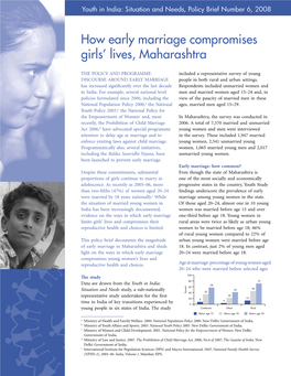 How Early Marriage Compromises Girls' Lives, Maharashtra
