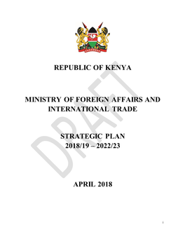 Republic of Kenya Ministry of Foreign Affairs And