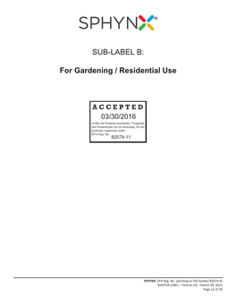 For Gardening / Residential Use