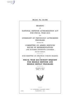 Hearing National Defense Authorization