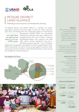PETAUKE DISTRICT LAND ALLIANCE Addressing Natural Resources and Development Planning
