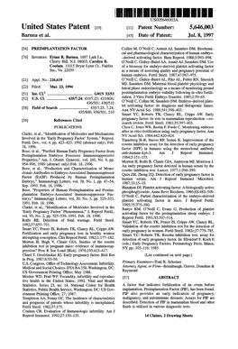 United States Patent 19 11 Patent Number: 5,646,003 Barnea Et Al