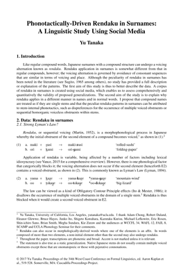 Phonotactically-Driven Rendaku in Surnames: a Linguistic Study Using Social Media