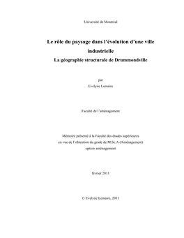 Le Rôle Du Paysage Dans L'évolution D'une Ville Industrielle