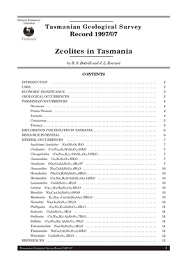Zeolites in Tasmania