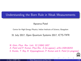 Understanding the Born Rule in Weak Measurements