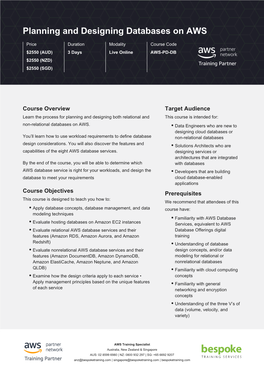 Planning and Designing Databases on AWS