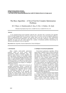 The Bees Algorithm – a Novel Tool for Complex Optimisation Problems