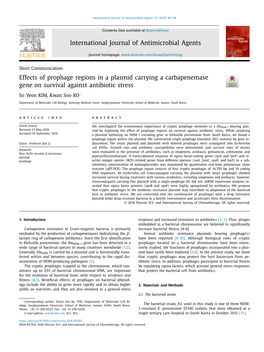 Effects of Prophage Regions in a Plasmid Carrying a Carbapenemase Gene on Survival Against Antibiotic Stress