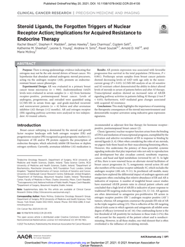 Implications for Acquired Resistance to Endocrine Therapy Rachel Bleach1, Stephen F