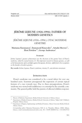 (1926-1994): Father of Modern Genetics