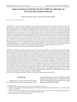 Upper Montane Grassland Structure Within Six Subranges of Serra Do Mar, Southern Brazil1