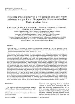 Holocene Growth History of a Reef Complex on a Cool-Water Carbonate Margin: Easter Group of the Houtman Abrolhos, Eastern Indian Ocean