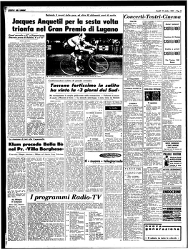 Jacques Anquetil Per La Sesta Volta Trionfa Nel Gran Premio Di Lugano