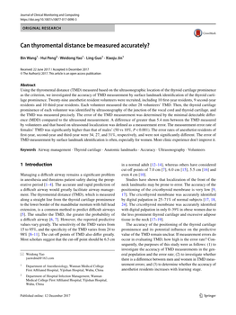 Can Thyromental Distance Be Measured Accurately?