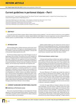 Current Guidelines in Peritoneal Dialysis – Part I REVIEW ARTICLE