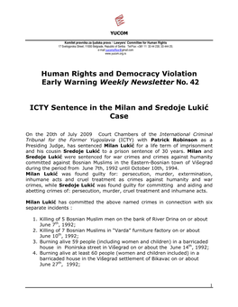 Human Rights and Democracy Violation Early Warning Weekly Newsletter No