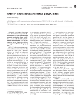 PABPN1 Shuts Down Alternative Poly(A) Sites