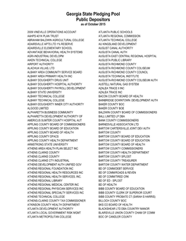 Georgia State Pledging Pool Public Depositors As of October 2015