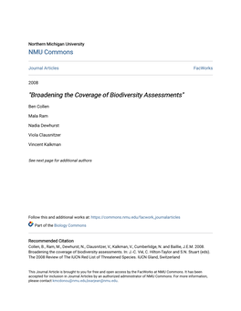 "Broadening the Coverage of Biodiversity Assessments"