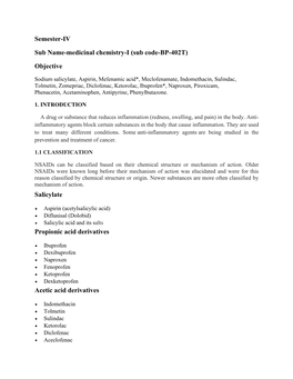 Objective Salicylate Propionic Acid Derivatives Acetic Acid