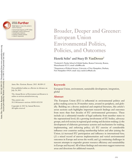 European Union Environmental Politics, Policies, and Outcomes