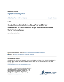 Major Sources of Conflict in Utah's Territorial Years