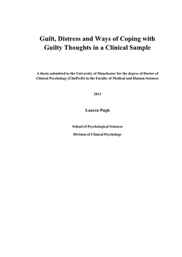 Guilt, Distress and Ways of Coping with Guilty Thoughts in a Clinical Sample