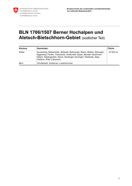 BLN 1706/1507 Berner Hochalpen Und Aletsch-Bietschhorn-Gebiet (Südlicher Teil)