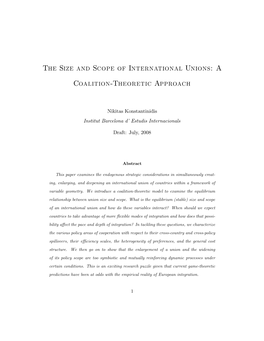 A Coalition-Theoretic Model to Examine the Equilibrium Relationship Between Union Size and Scope