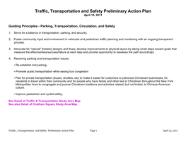 Traffic, Transportation and Safety Preliminary Action Plan April 15, 2011